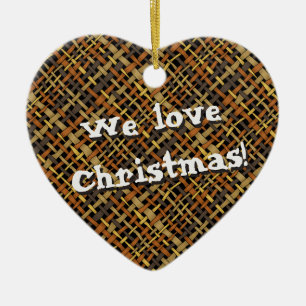 Rustic Woven Graphical Natural Burlap any Text Ceramic Tree Decoration
