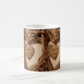 Rustic Woven Rattan Hearts Decor Coffee Mug