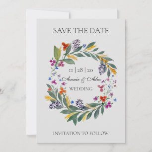 Rustic Wreath Autumn Watercolor Wedding Save The Date