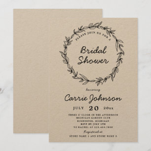 Rustic wreath bridal shower invitation