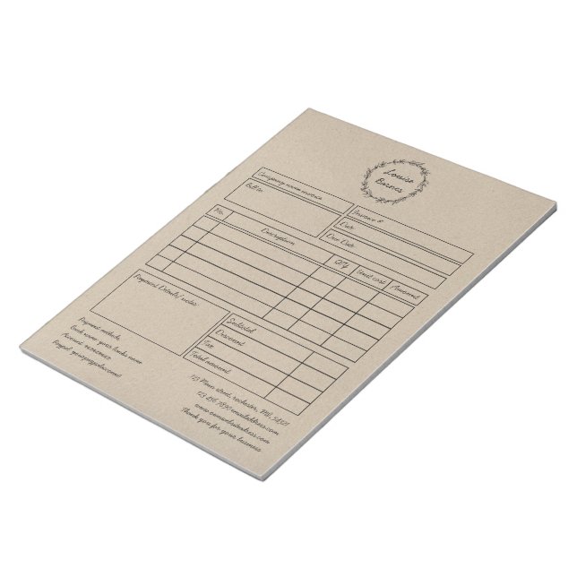 Rustic wreath brown paper notepad (Angled)