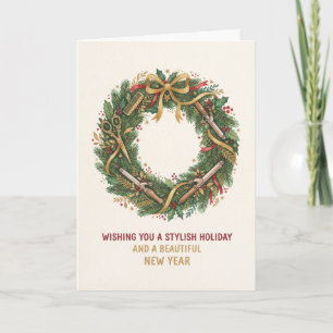 Rustic Wreath Christmas And New Year Card