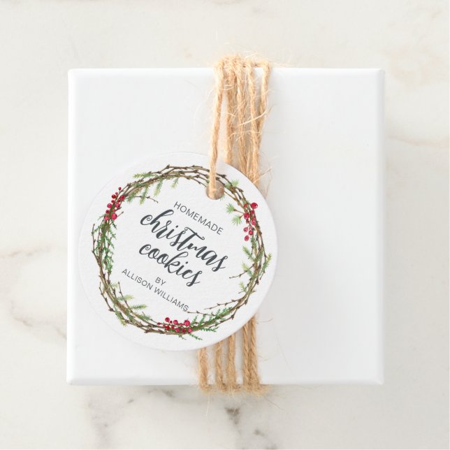 Rustic Wreath Christmas Cookies Favour Tags (In Situ)