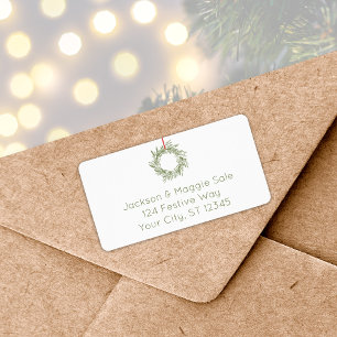 Rustic Wreath Christmas Return Address Label
