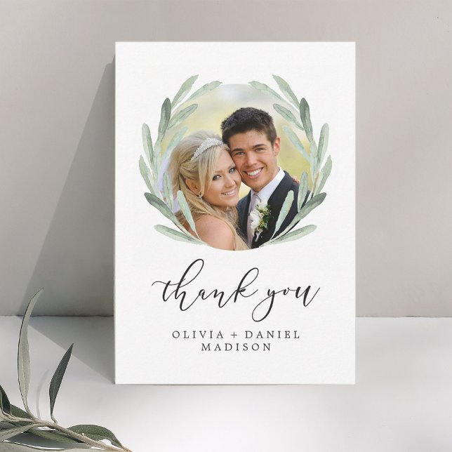 Rustic Wreath Elegant Wedding Thank You Photo (Creator Uploaded)