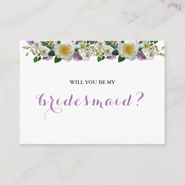 Rustic wreath floral  will you be my bridesmaid enclosure card (Front)