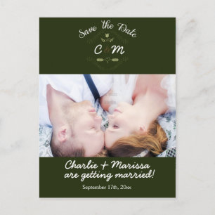 Rustic Wreath Forest SAVE THE DATE Photo Postcard