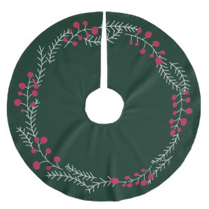 Rustic wreath frame border pine green Christmas Brushed Polyester Tree Skirt