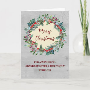 Rustic Wreath Granddaughter & Family Christmas Card