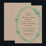 Rustic Wreath Greenery Wedding Invitation<br><div class="desc">Gorgeous,  on-trend wedding invitations featuring a green,  rustic wreath sweeping across the invitation.  Lovely typography and all black text with makes this design truly stand out.  Inspired by greenery and our favourite farm,  these invitations are rustic and classy with a chic,  yet traditional,  touch.</div>