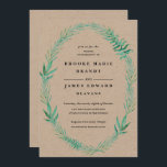 Rustic Wreath Greenery Wedding Invitation<br><div class="desc">Gorgeous,  on-trend wedding invitations featuring a green,  rustic wreath sweeping across the invitation.  Lovely typography and all black text with makes this design truly stand out.  Inspired by greenery and our favourite farm,  these invitations are rustic and classy with a chic,  yet traditional,  touch.</div>