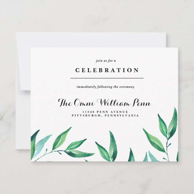 Rustic Wreath Greenery Wedding Reception Card (Front)