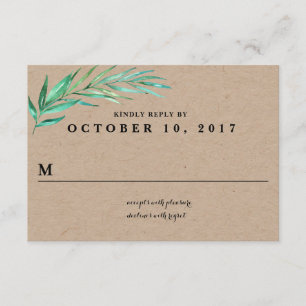 Rustic Wreath Greenery Wedding Reply Card