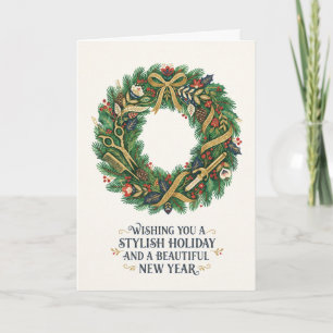 Rustic Wreath Holiday And New Year Card