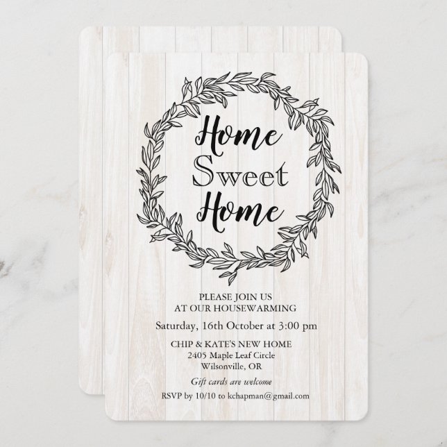Rustic Wreath Housewarming Invitation (Front/Back)