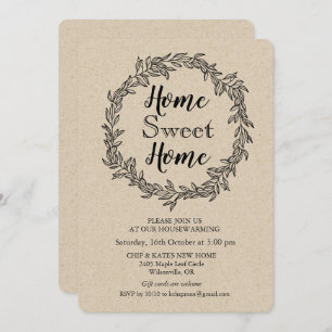 Rustic Wreath Housewarming Invitation