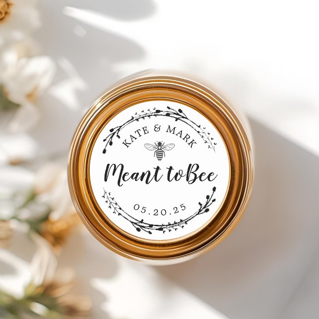 Rustic Wreath Meant to Bee Wedding Favour Classic Round Sticker (Creator Uploaded)