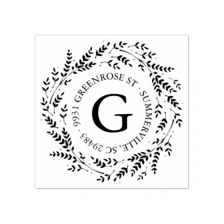 Rustic Wreath Monogram Address Stamp