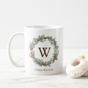 Rustic Wreath Monogram Coffee Mug