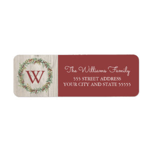 Rustic Wreath Monogrammed Return Address