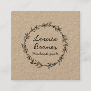 Rustic wreath on kraft square business card