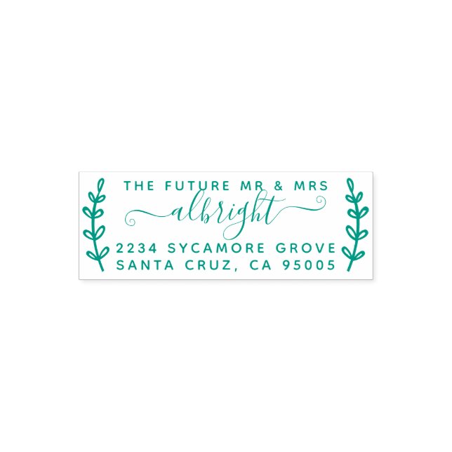 Rustic Wreath & Script "Future Mr & Mrs" Address Self-inking Stamp (Design)