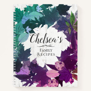 Rustic Wreath Teal Purple Family Recipe Book