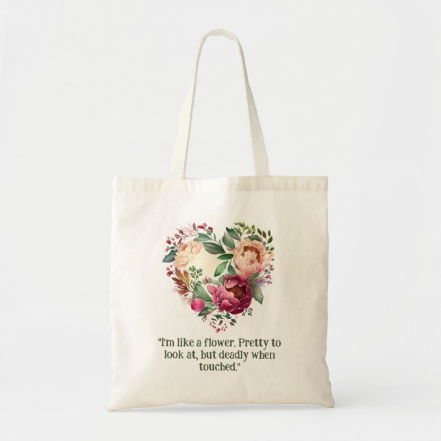 Rustic Wreath Tote Bag for Nature Lovers Peonies (Front)