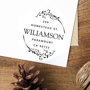 Rustic Wreath Vintage Lettering Return Address Self-inking Stamp
