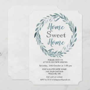 Rustic Wreath Watercolor Housewarming Invitation