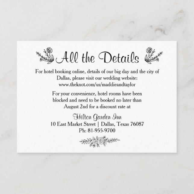 Rustic Wreath Wedding Accommodation Card (Front)