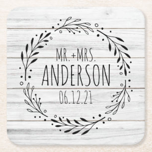 Rustic Wreath Wedding Decor Favour Coaster