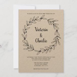 Rustic Wreath Wedding Invitation