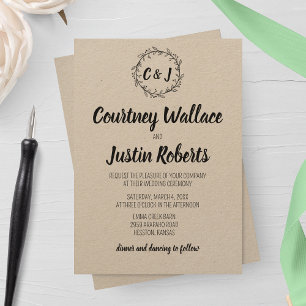 Rustic Wreath Wedding Invitation