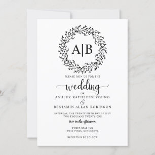 Rustic Wreath Wedding Invitation