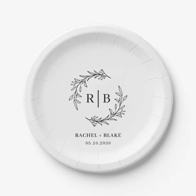 Rustic Wreath Wedding Rehearsal Engagement Party Paper Plate (Front)