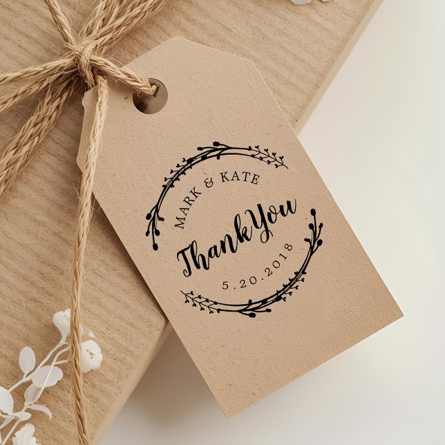 Rustic Wreath Wedding Thank You Self-inking Stamp (Creator Uploaded)