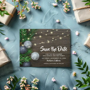 Rustic Xmas Holiday Party Save the Date Invitation Postcard