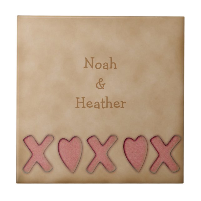 Rustic XOXO Tile (Front)
