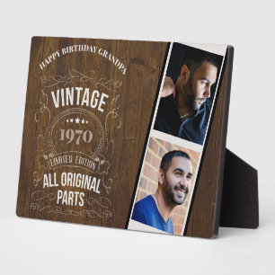 RUSTIC YEAR BORN PHOTOS Birthday Keepsake for PAPA Plaque