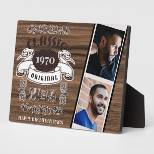 RUSTIC YEAR BORN PHOTOS Birthday Keepsake for PAPA Plaque