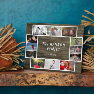 Rustic Yearly Family Keepsake Photo Collage Custom Plaque
