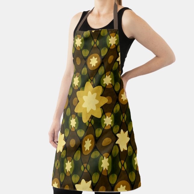 Rustic Yellow and Brown Kitchen Print Apron (Insitu)