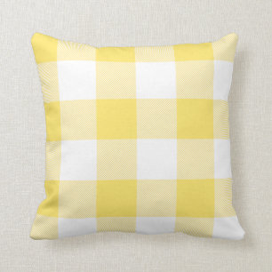 Rustic Yellow and White Buffalo Check Plaid Cushion