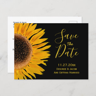 Rustic Yellow Black Sunflower Save The Date Announcement Postcard