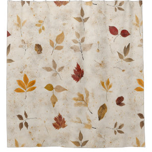 Rustic Yellow-Brown Leaves with Vintage Fall Vibes Shower Curtain