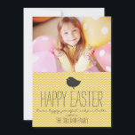 Rustic Yellow Chevron Photo Happy Easter Holiday Card<br><div class="desc">Send Easter greetings to family and friends with this customizable Happy Easter card. This photo Easter card features a rustic yellow chevron pattern. Matching items are available.</div>