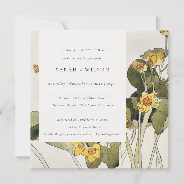 Rustic Yellow Daffodil Flora Couples Shower Invite (Front)