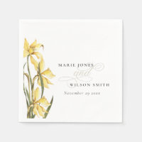 Rustic Yellow Daffodil Floral Watercolor Wedding