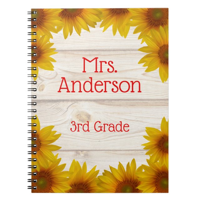 Rustic Yellow Daisies Teacher Notebook (Front)